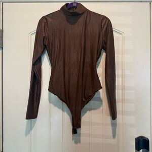 Naked Wardrobe Chocolate Long Sleeve Bodysuit
